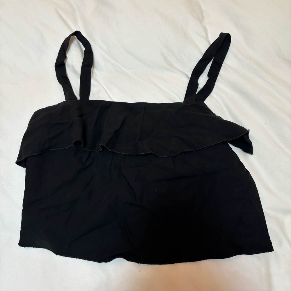 Aritzia Black Camisole with Ruffle Detail